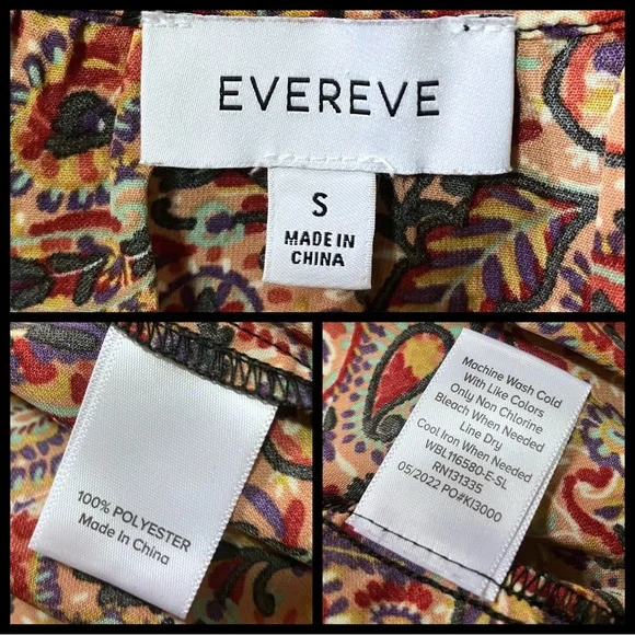 Evereve Multicolor Paisley Boho Sleeveless V Neck Top. Small. Floral Hippie EUC - Picture 8 of 8